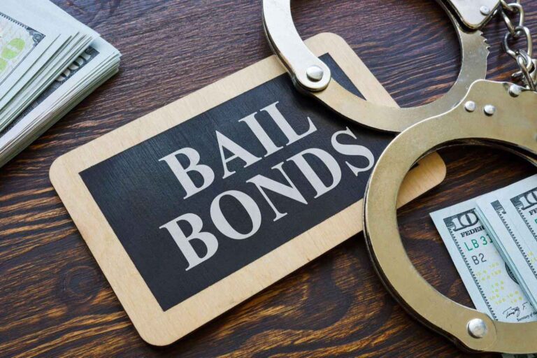 Plate with bail bonds and handcuffs